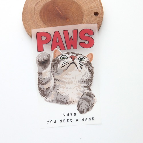 3D열전사지) PAWS 긁는 고양이-204번(97204)천도매몰